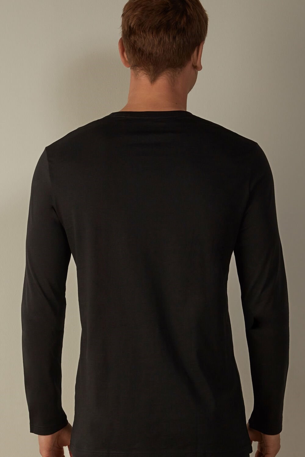 Intimissimi Long-Sleeve Supima® Cotton Top Black - 019 - Black | 2536MPKWG