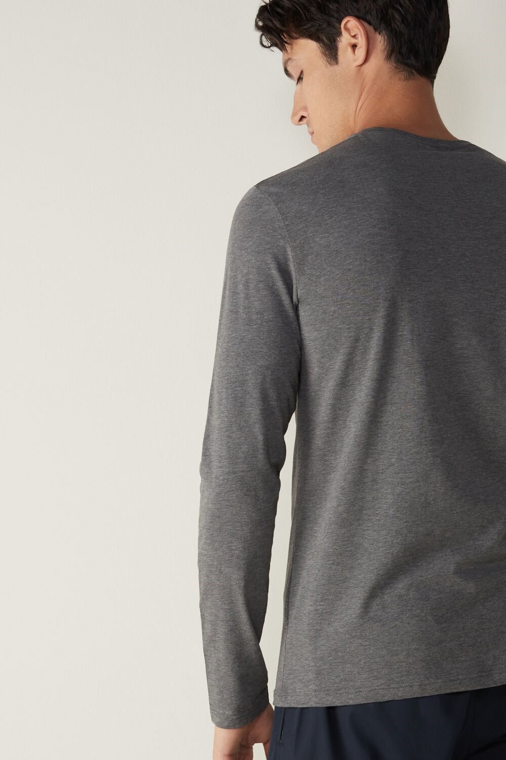 Intimissimi Long-Sleeve Supima® Cotton Top Dark Grey - 5227 - Heathered Graphite Grey | 4916UPEWY