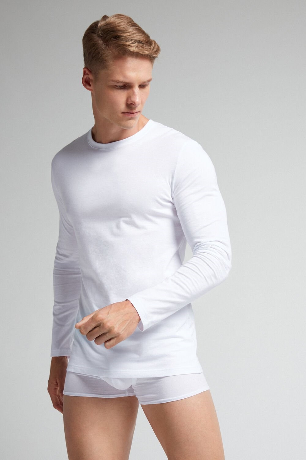 Intimissimi Long-Sleeve Supima® Cotton Top White - 001 - White | 7143HQYUP