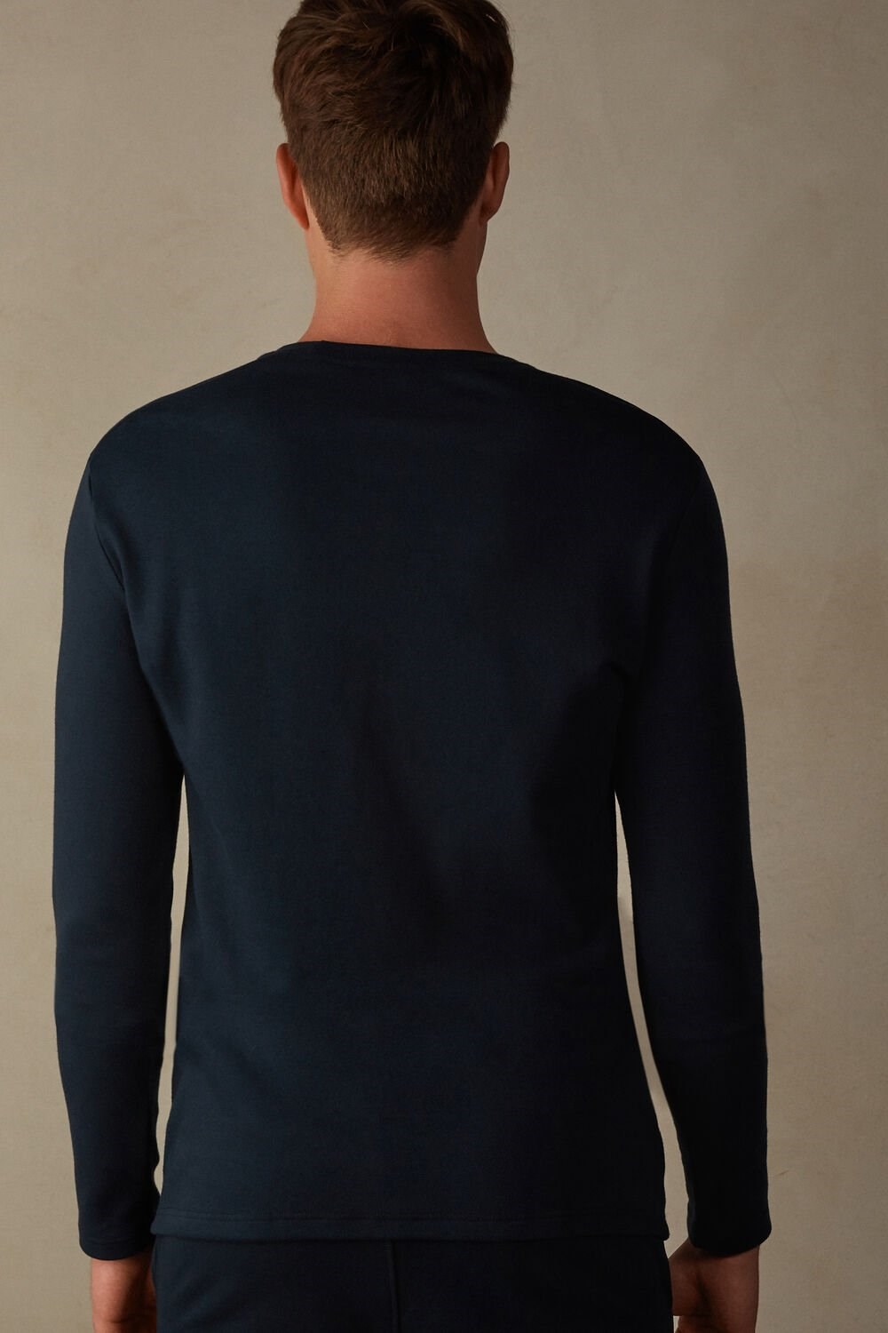 Intimissimi Long Sleeve Top in Warm Cotton Blue - 800 - Midnight Blue | 4298YWDEG