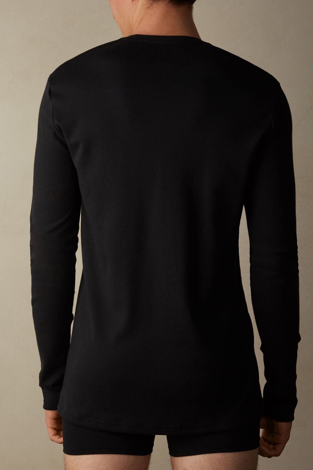 Intimissimi Long Sleeve Top in Warm Cotton Black - 019 - Black | 5017WNVQB