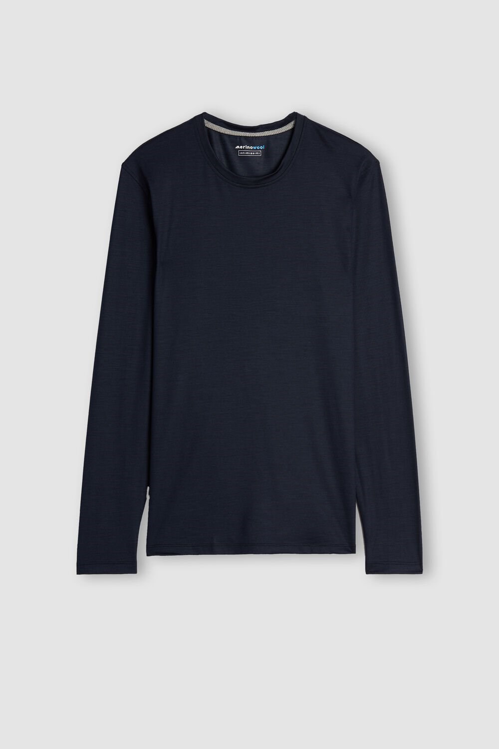 Intimissimi Long-sleeve Crew-Neck Merino-Wool Top Blue - 800 - Midnight Blue | 6058NPRZO