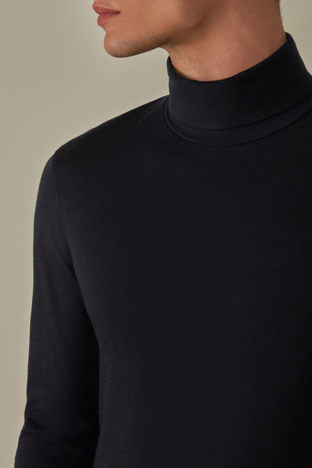 Intimissimi Long-sleeve High-Neck Merino-Wool Top Blue - 800 - Midnight Blue | 3150SLXCJ