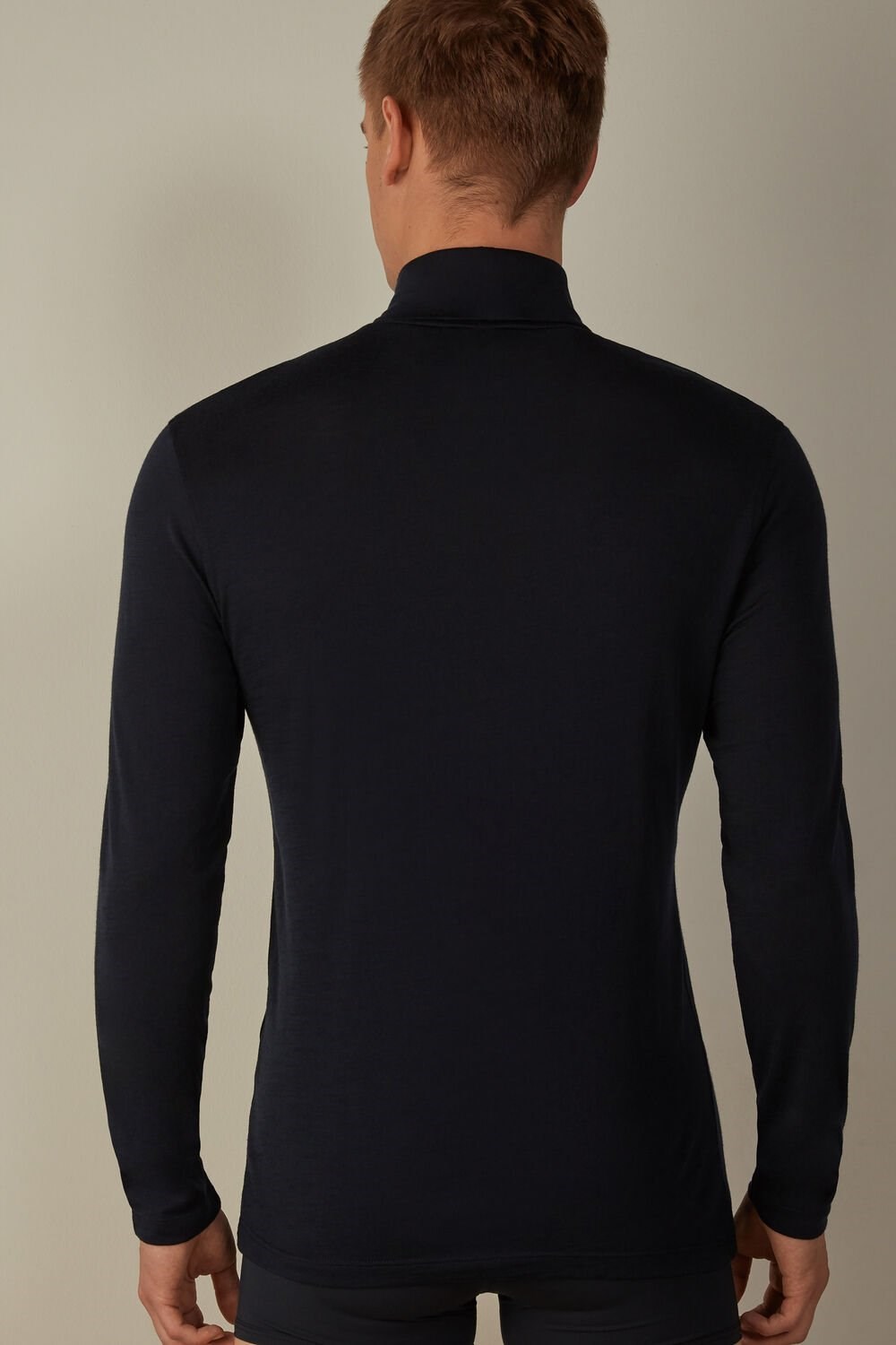 Intimissimi Long-sleeve High-Neck Merino-Wool Top Blue - 800 - Midnight Blue | 3150SLXCJ