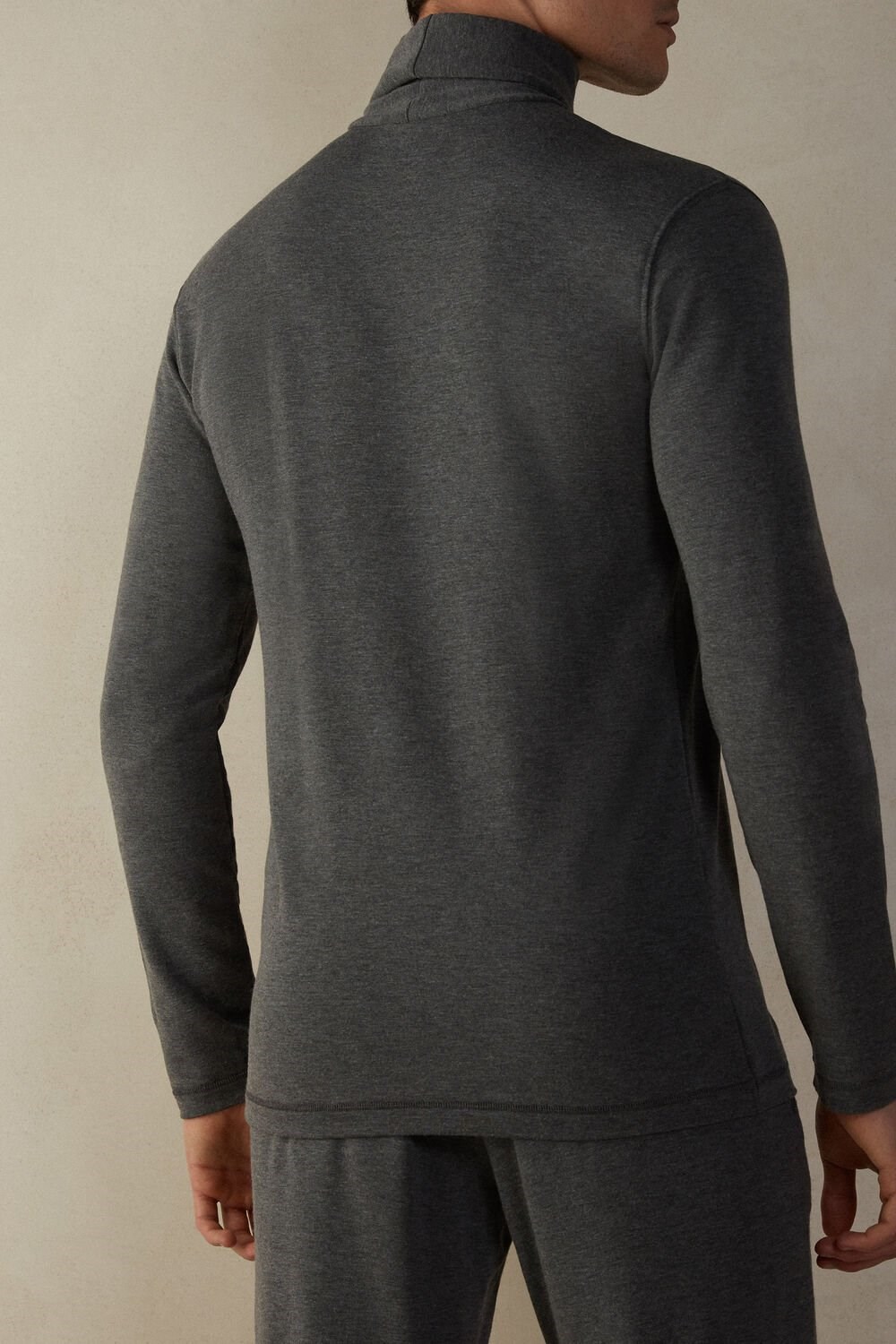 Intimissimi Long-sleeve High-Neck Modal-Cashmere Top Dark Grey - 5227 - Heathered Graphite Grey | 5209XMDRP