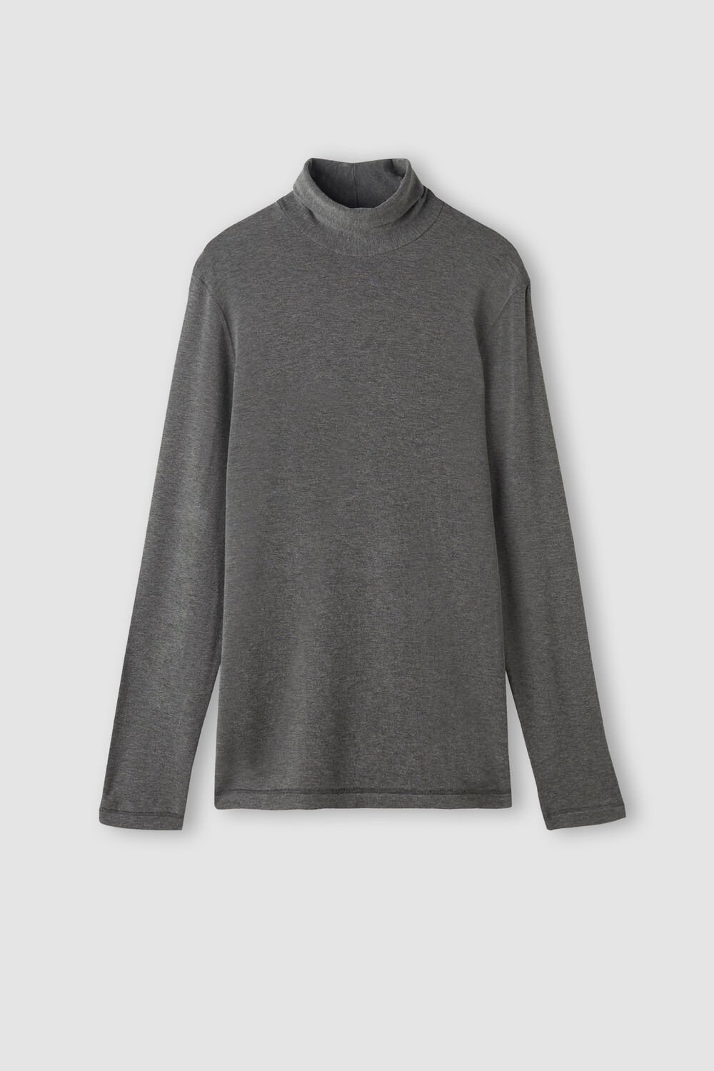 Intimissimi Long-sleeve High-Neck Modal-Cashmere Top Dark Grey - 5227 - Heathered Graphite Grey | 5209XMDRP