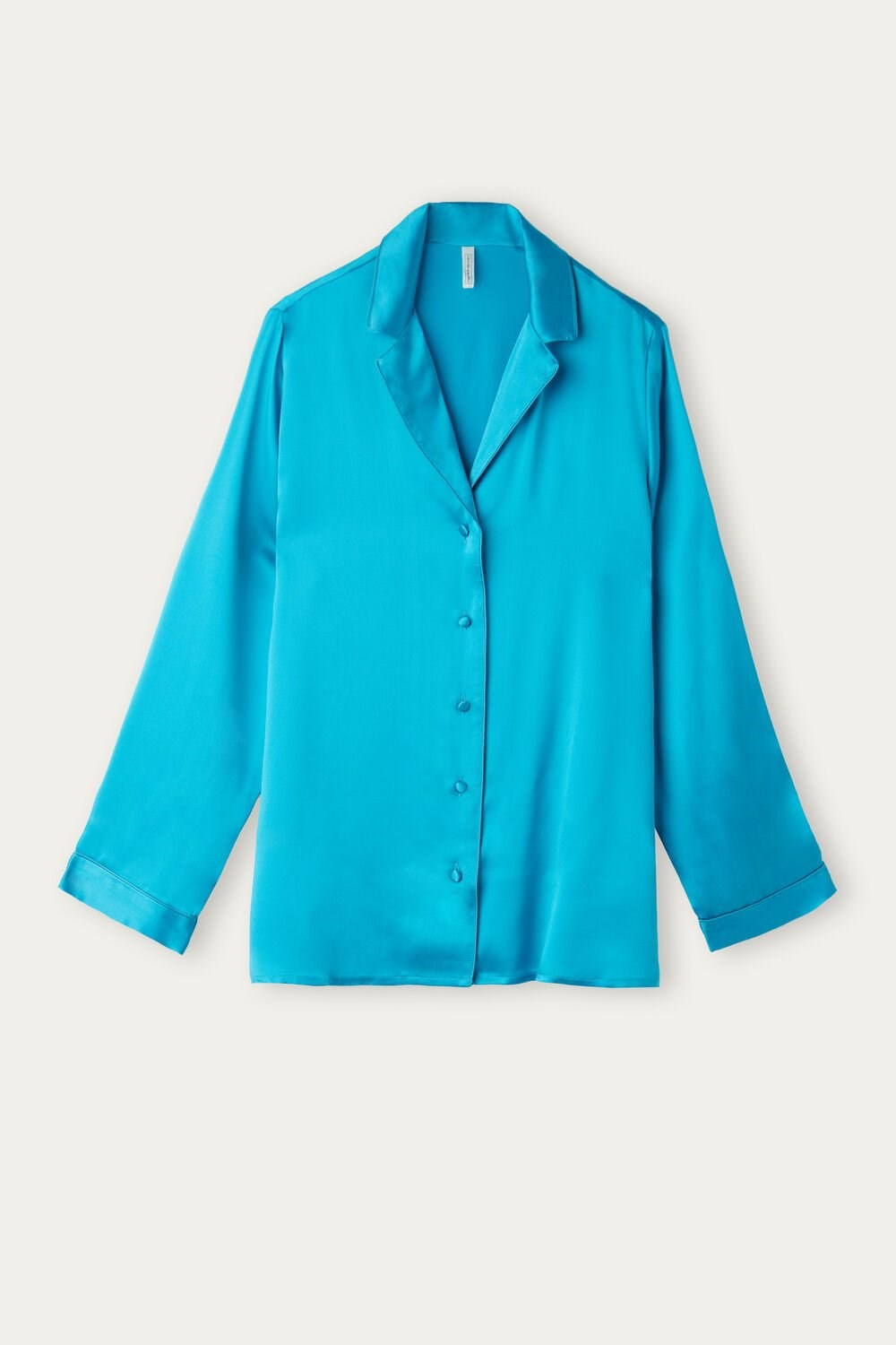 Intimissimi Mannish-Cut Jacket in Silk Satin Blue - 210j - Digital Turquoise | 1582SHDUZ