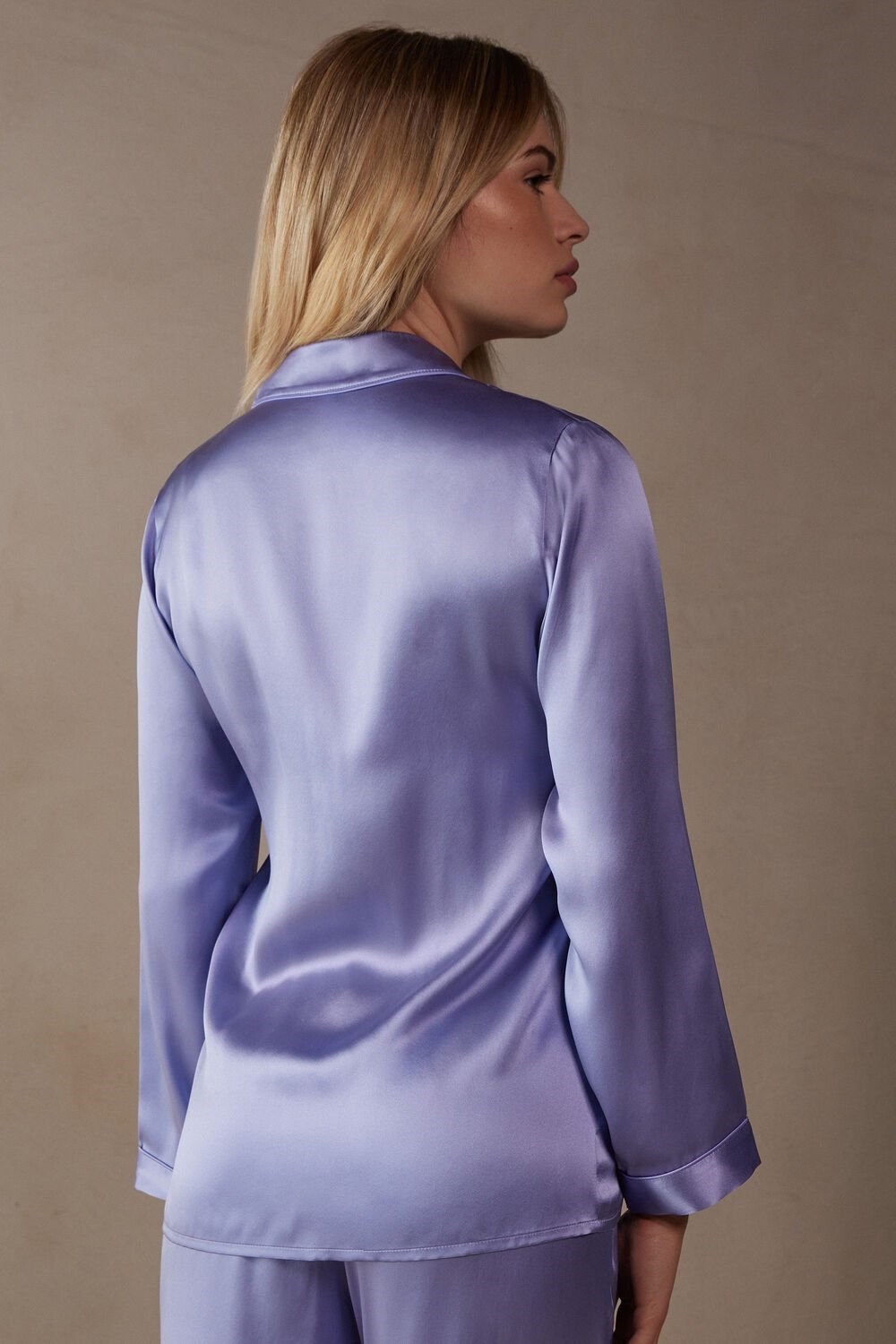 Intimissimi Mannish-Cut Jacket in Silk Satin Violet - 212j - Sweet Lavender | 1804ZLMWA