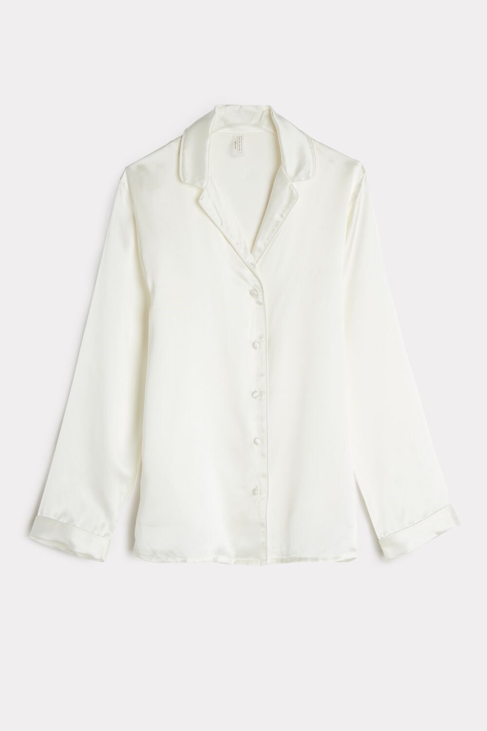 Intimissimi Mannish-Cut Jacket in Silk Satin Ivory - 2127 - Talc White | 2086JYIFV