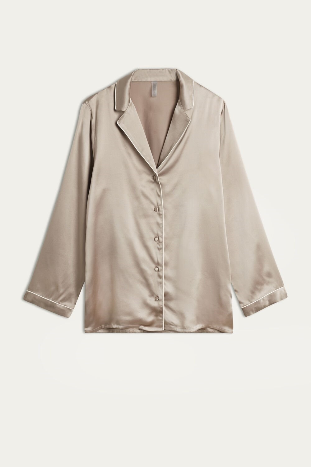 Intimissimi Mannish-Cut Jacket in Silk Satin Natural - 651i - Powder Beige | 7543QCBHT