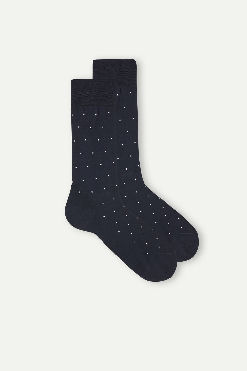 Intimissimi Men’s Short Socks in Patterned Lisle Cotton Blue - 049j - Midnight Blue Dot Print | 3174WBRMI