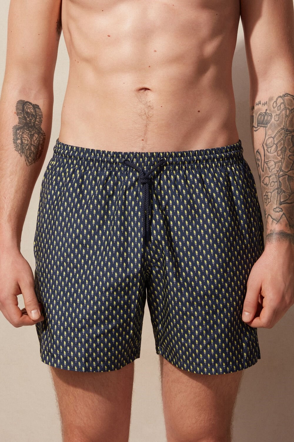 Intimissimi Micro Ice Cream Cone Print Swim Trunks Blue - 269j - Intense Blue Ice Cream Print | 0472GPAXY