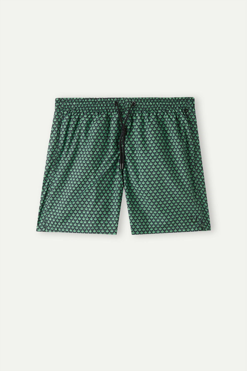 Intimissimi Micro Leaf Print Swim Trunks Green - 270j - Black Hemp Microprint | 6243JFPEL