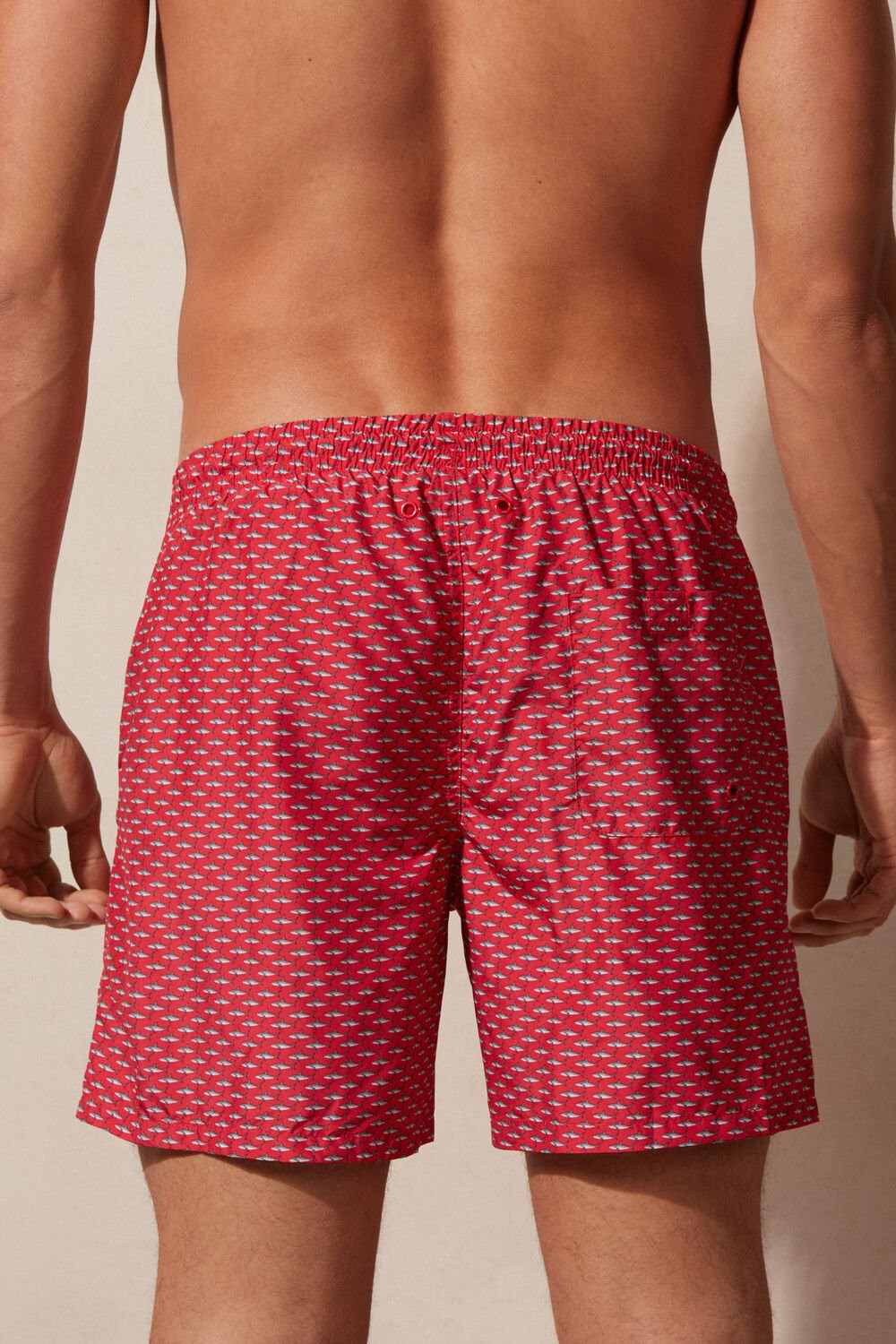 Intimissimi Micro Shark Print Swim Trunks Print - 268j - Red Shark Microprint | 8732PWQIL