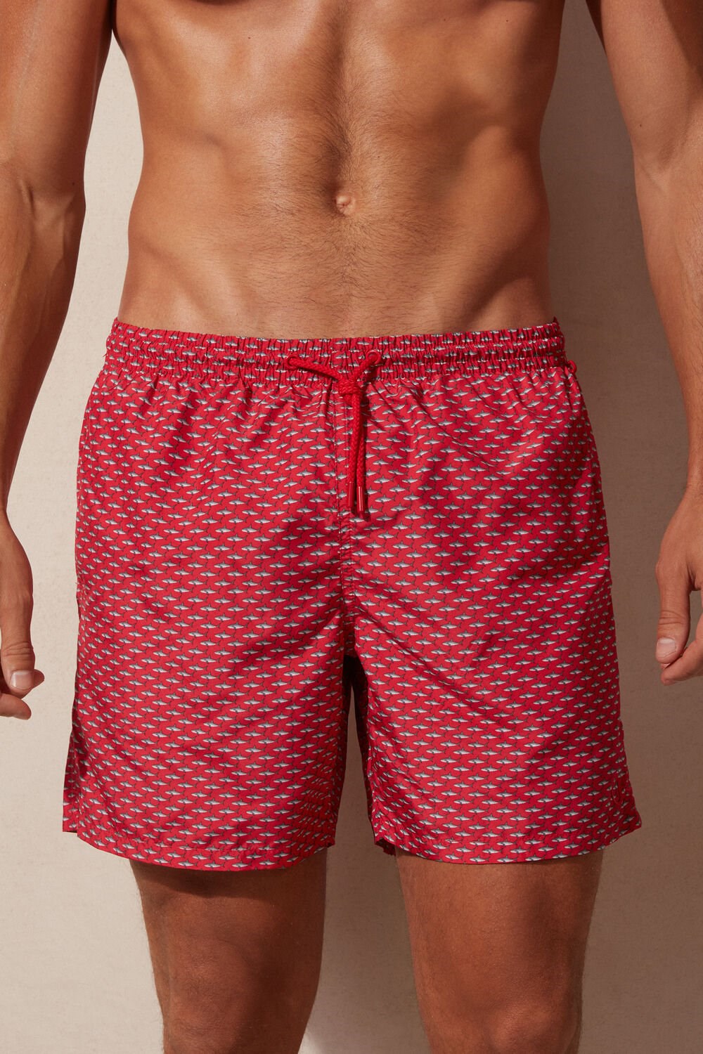 Intimissimi Micro Shark Print Swim Trunks Print - 268j - Red Shark Microprint | 8732PWQIL