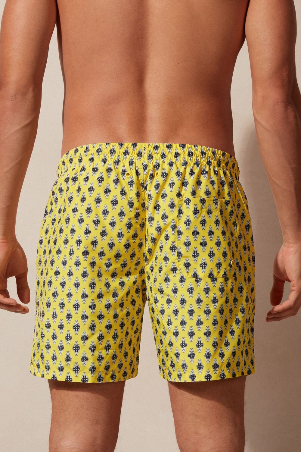 Intimissimi Micro Watch Print Swim Trunks Print - 267j - Yellow Watch Microprint | 9284PFAKC