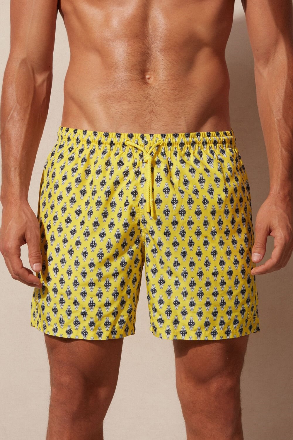 Intimissimi Micro Watch Print Swim Trunks Print - 267j - Yellow Watch Microprint | 9284PFAKC