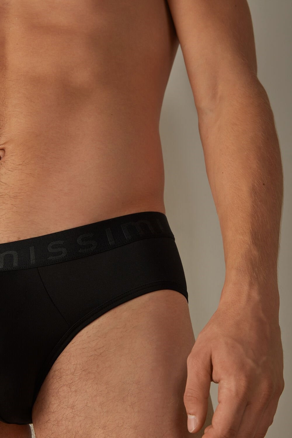 Intimissimi Microfiber Briefs with Logo Detail Black - 019 - Black | 9045GQBCY