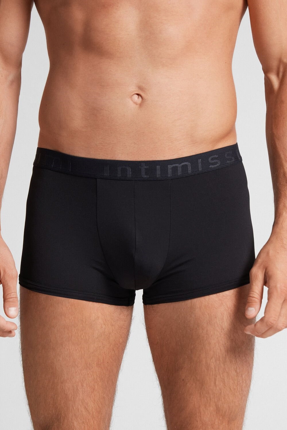 Intimissimi Microfiber Logo Boxer Shorts Black - 019 - Black | 0193YQDNR