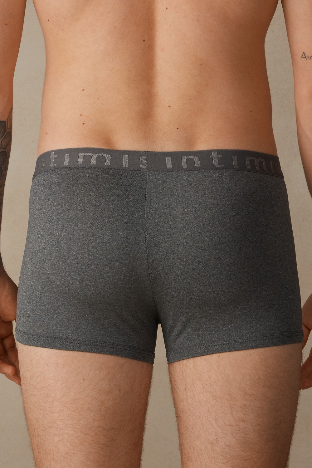 Intimissimi Microfiber Logo Boxer Shorts Dark Grey - 5227 - Heathered Graphite Grey | 1604QYDPH