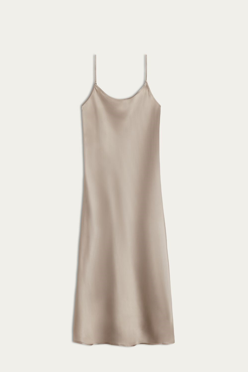 Intimissimi Midi-Length Slip in Silk Natural - 651i - Powder Beige | 6238HUWIY