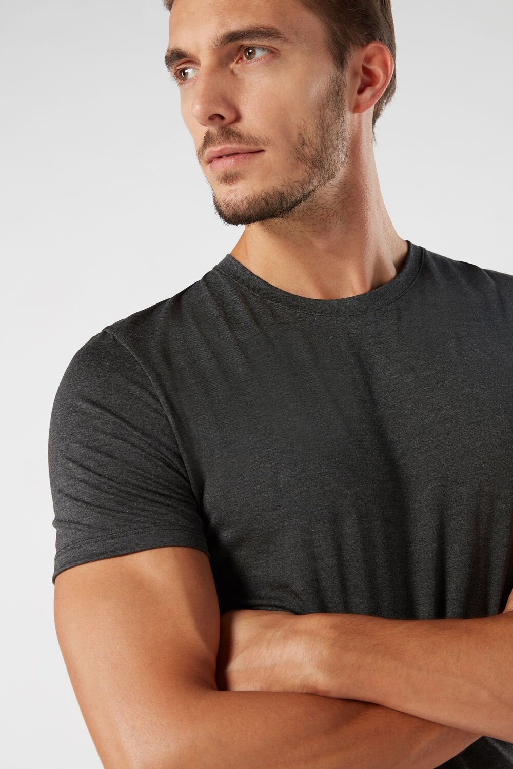 Intimissimi Modal and Silk T-shirt Grey - 040 - Dark Grey Blend | 9104QHPXJ