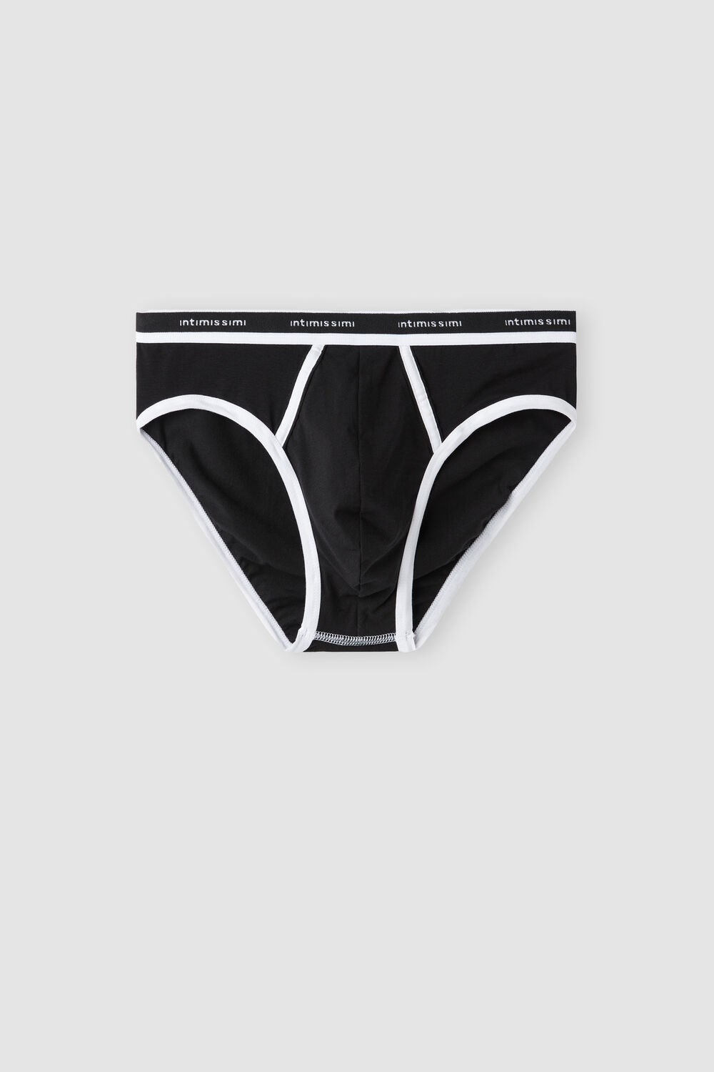 Intimissimi Natural Fresh Supima® Cotton Briefs with Logo Black - 661i - Black / White | 2095CNKGV