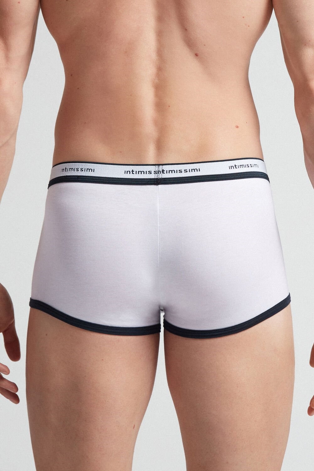 Intimissimi Natural Fresh Supima® Cotton Boxers with Logo White - 6986 - White / Blue | 3096SRPGT