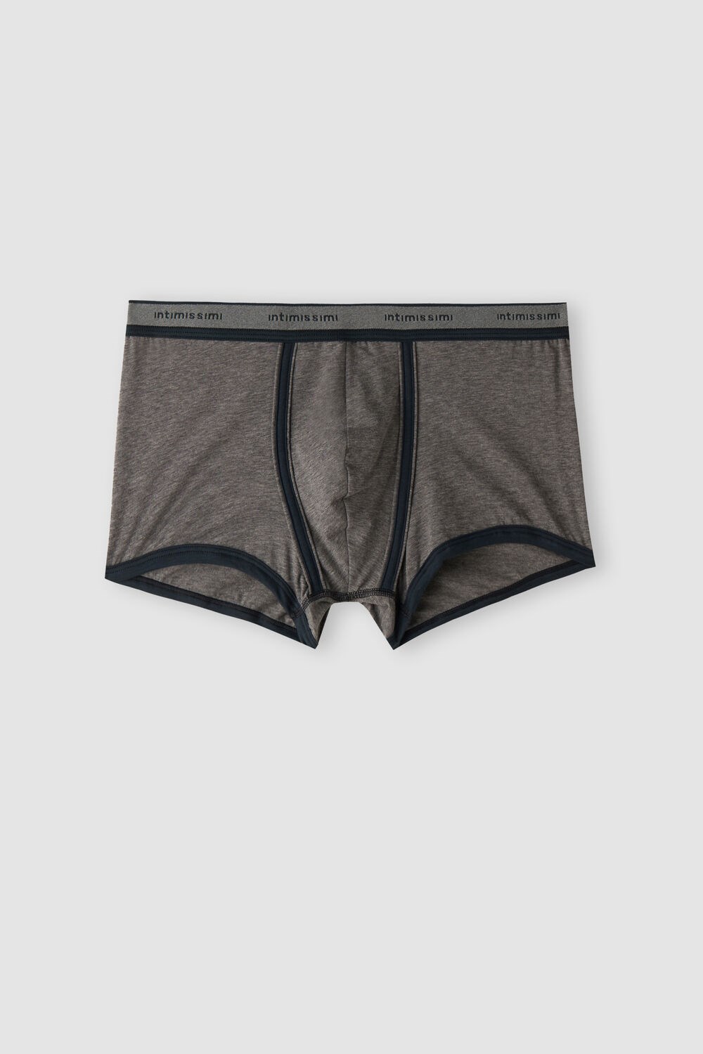 Intimissimi Natural Fresh Supima® Cotton Boxers with Logo Dark Grey - 080i - Heathered Graphite Grey / Blue | 3508KZWLH