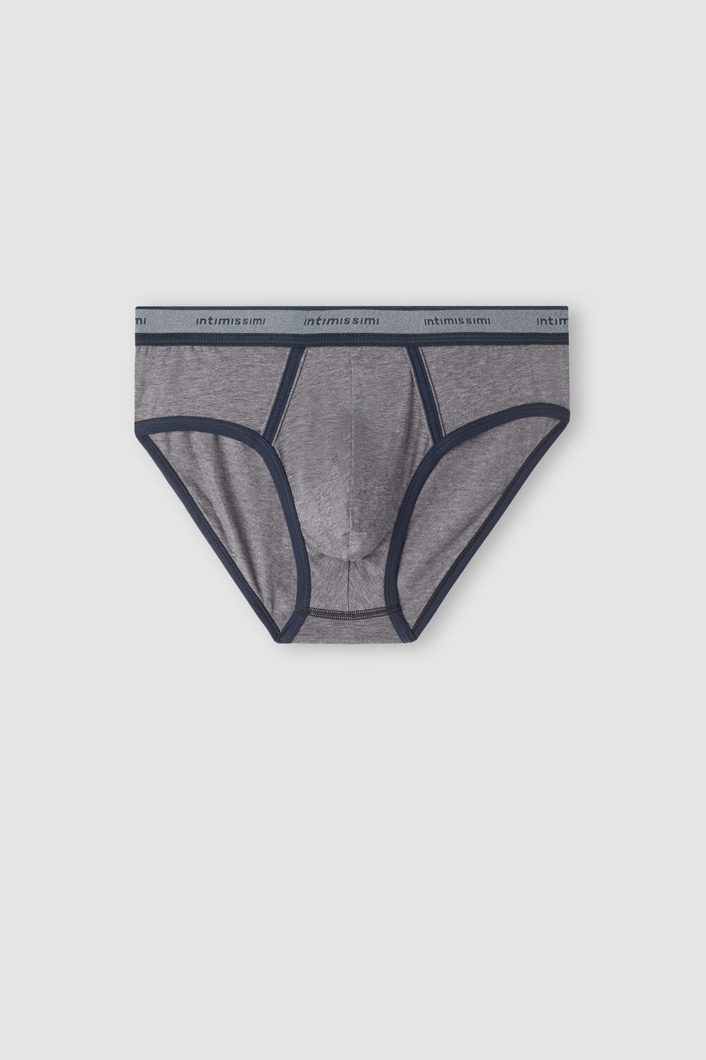 Intimissimi Natural Fresh Supima® Cotton Briefs with Logo Dark Grey - 080i - Heathered Graphite Grey / Blue | 4302DANYG