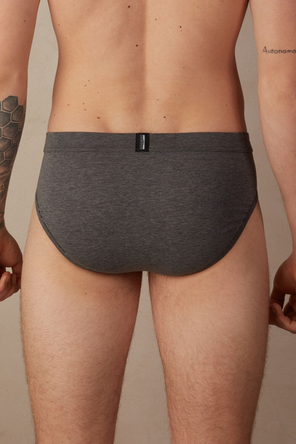 Intimissimi Natural Fresh Supima® Cotton Briefs Dark Grey - 5227 - Heathered Graphite Grey | 5316EQVDI