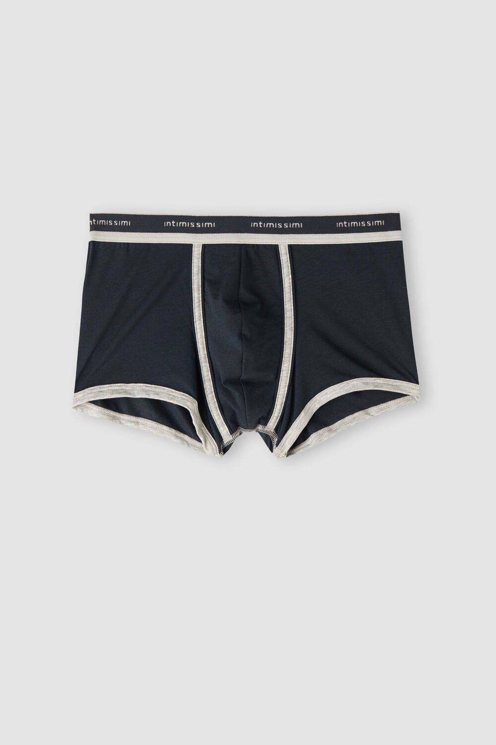 Intimissimi Natural Fresh Supima® Cotton Boxers with Logo Blue - 320j - Midnight Blue / Light Heather Grey | 6839QXPNY