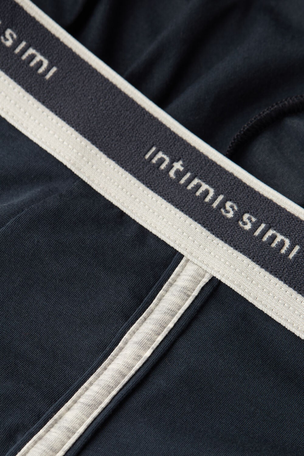 Intimissimi Natural Fresh Supima® Cotton Boxers with Logo Blue - 320j - Midnight Blue / Light Heather Grey | 6839QXPNY