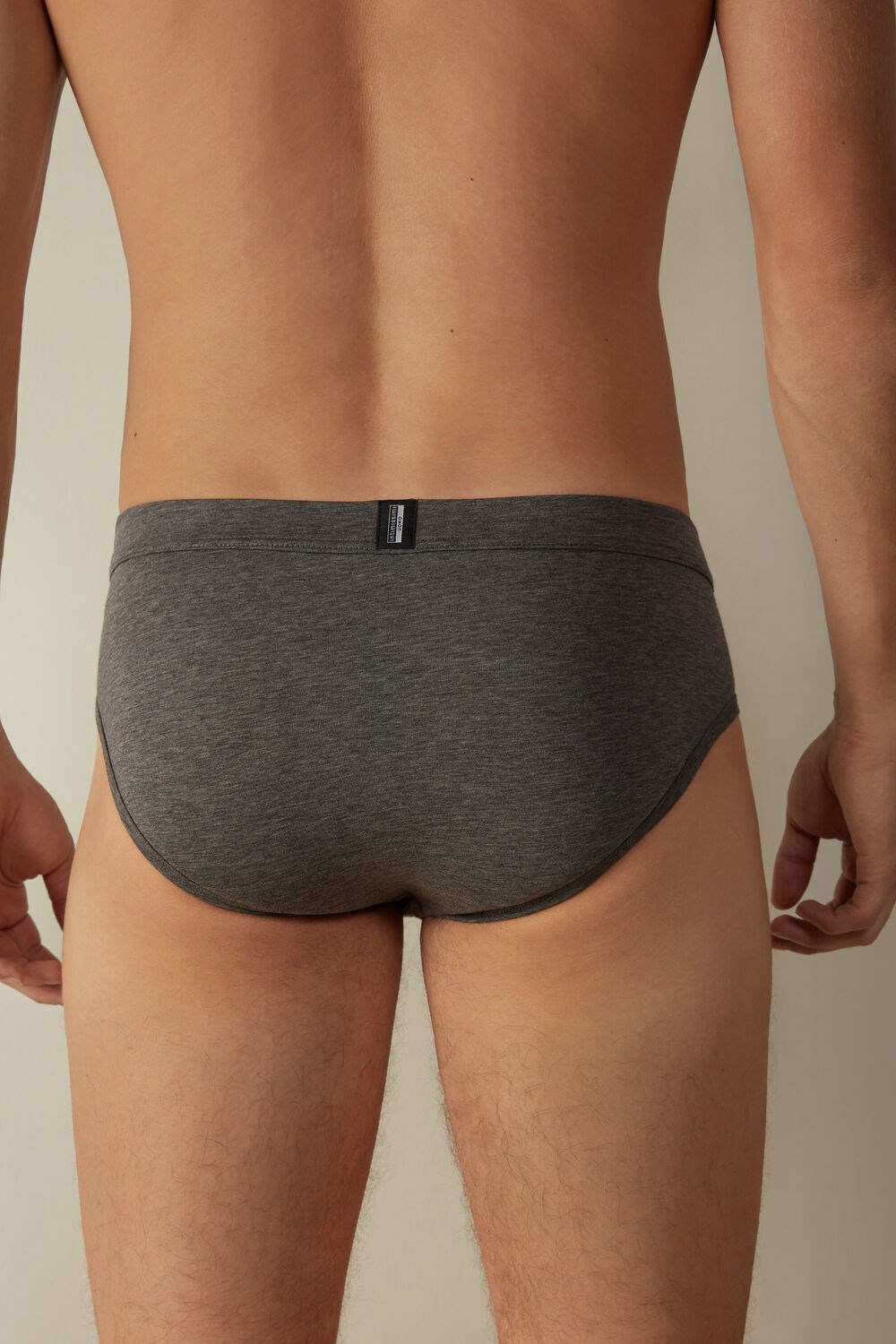 Intimissimi Natural Fresh Supima® Cotton Briefs Dark Grey - 080i - Heathered Graphite Grey / Blue | 7504DLAJV