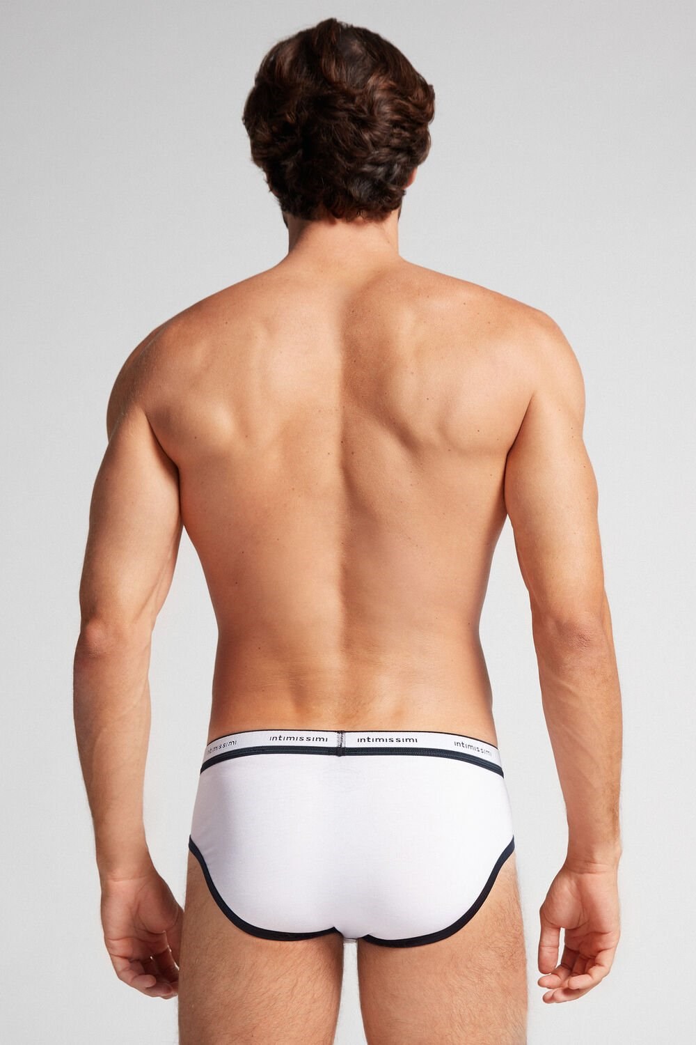 Intimissimi Natural Fresh Supima® Cotton Briefs with Logo White - 6986 - White / Blue | 8530IZFXM