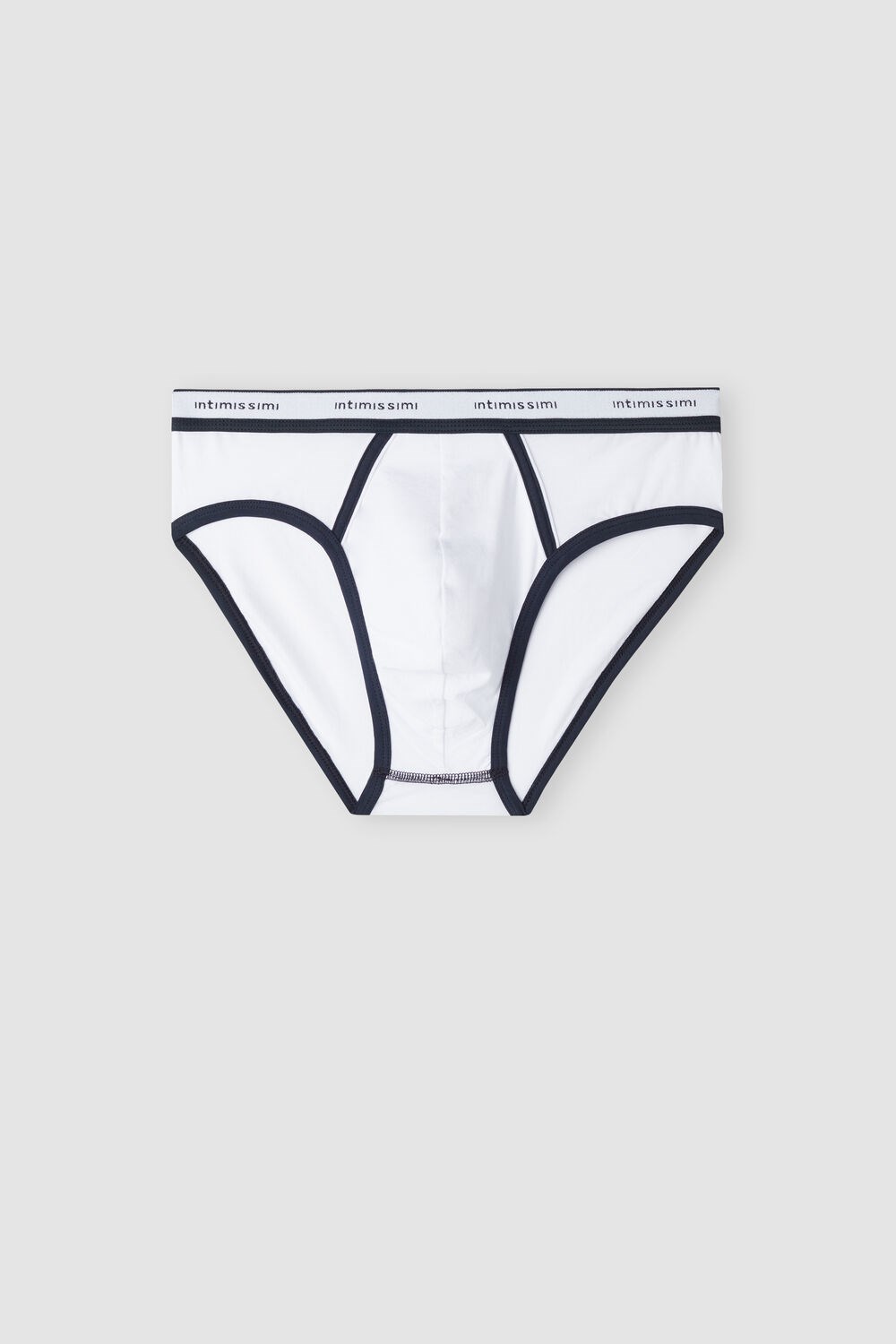 Intimissimi Natural Fresh Supima® Cotton Briefs with Logo White - 6986 - White / Blue | 8530IZFXM