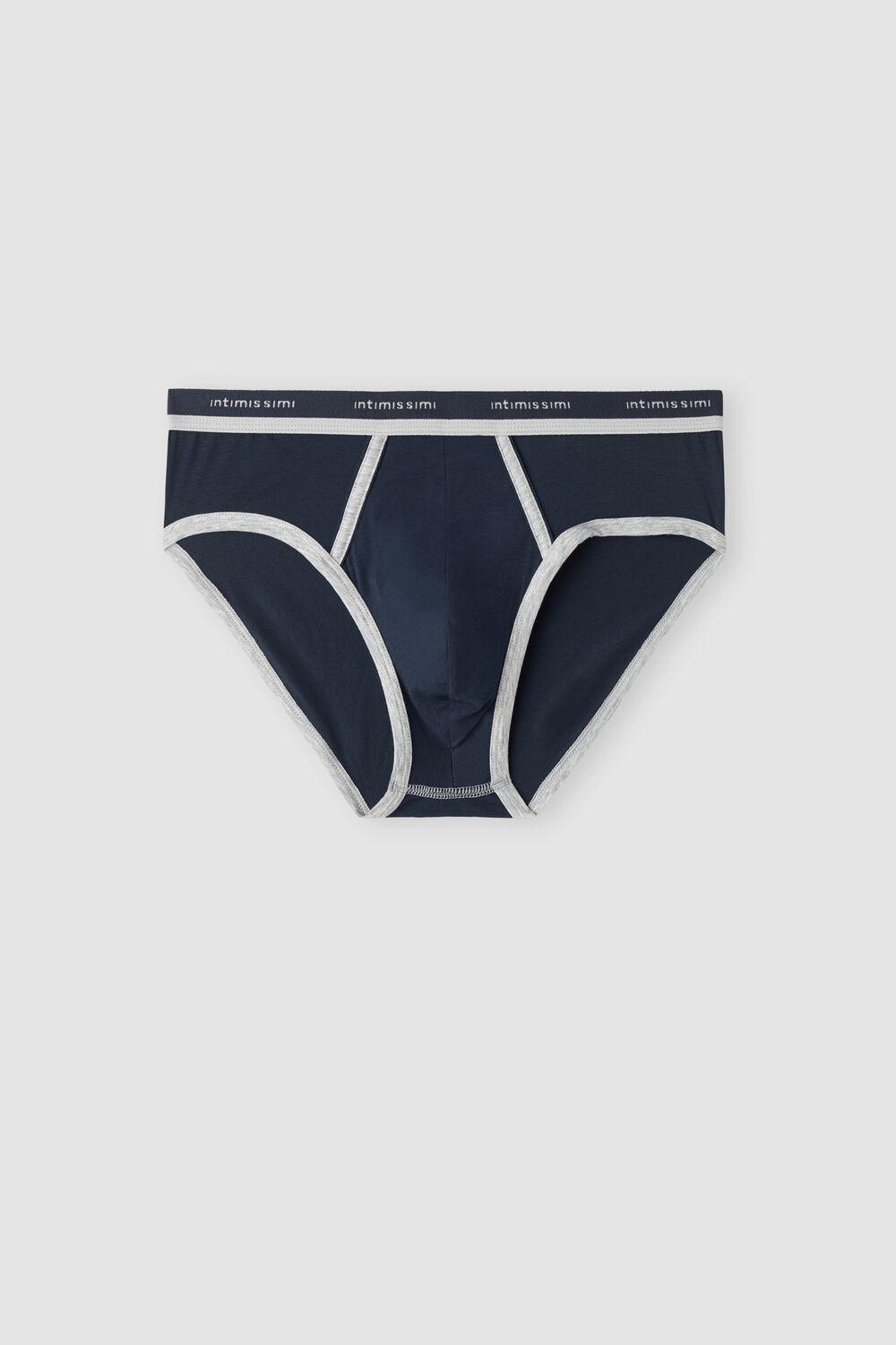 Intimissimi Natural Fresh Supima® Cotton Briefs with Logo Blue - 320j - Midnight Blue / Light Heather Grey | 9087DLAKN