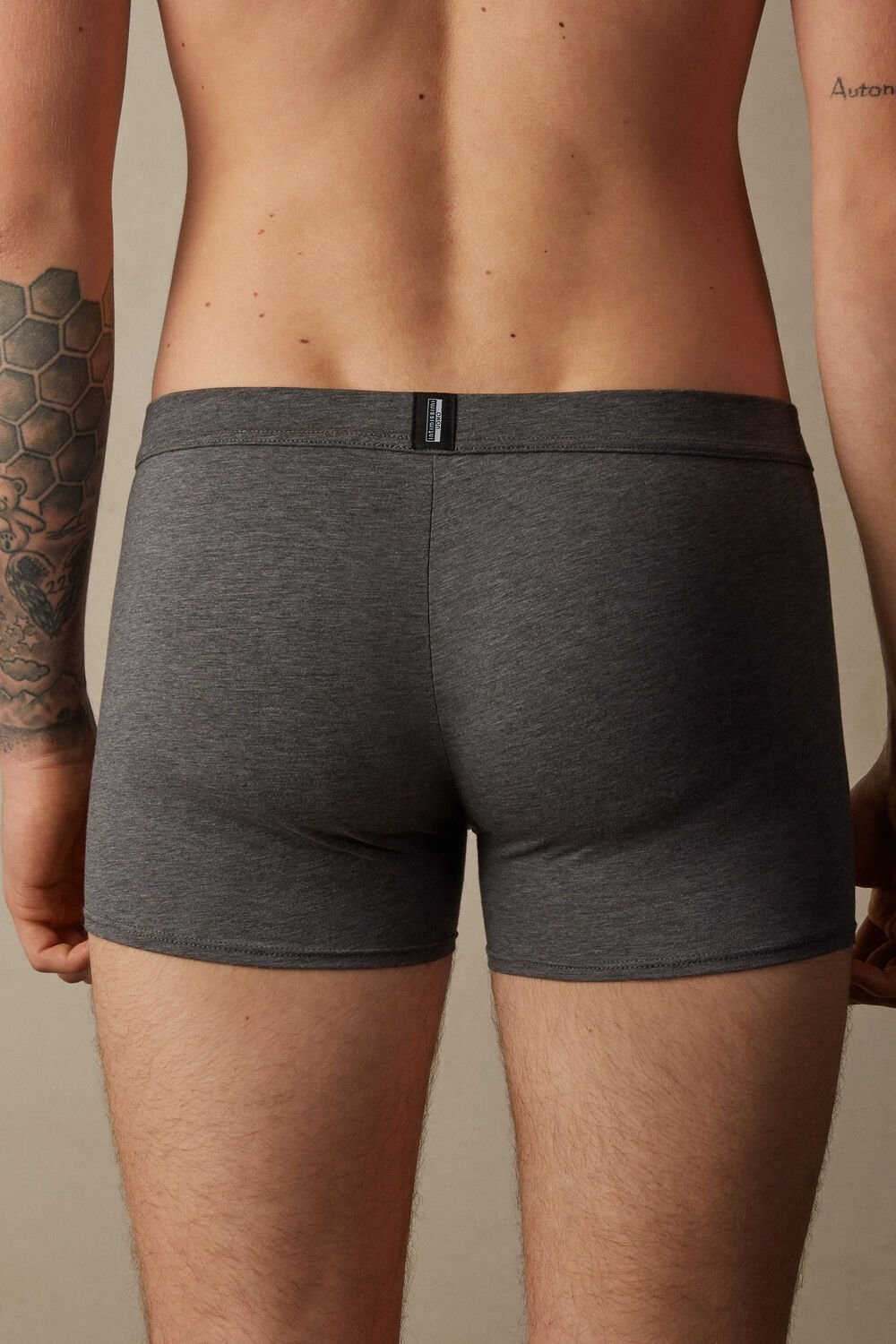 Intimissimi Natural Fresh Supima® Cotton Boxers Dark Grey - 080i - Heathered Graphite Grey / Blue | 9751BQKNG