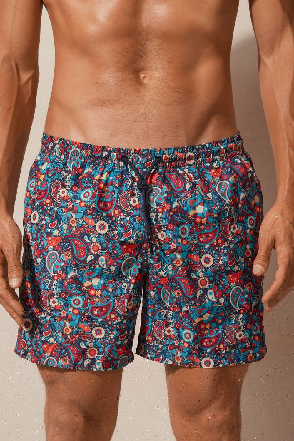 Intimissimi Orange Paisley Print Swim Trunks Multicolor - 266j - Orange Paisley Print | 9604VOLBS