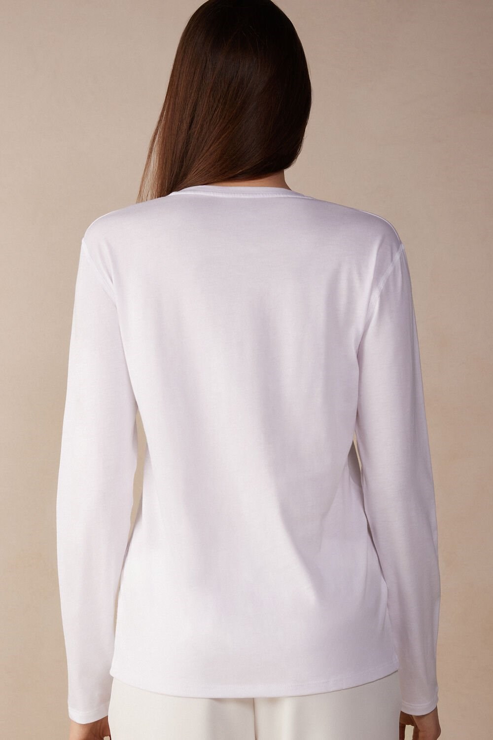 Intimissimi Oversized Long Sleeve Top in Supima® Cotton White - 001 - White | 3914MEALR