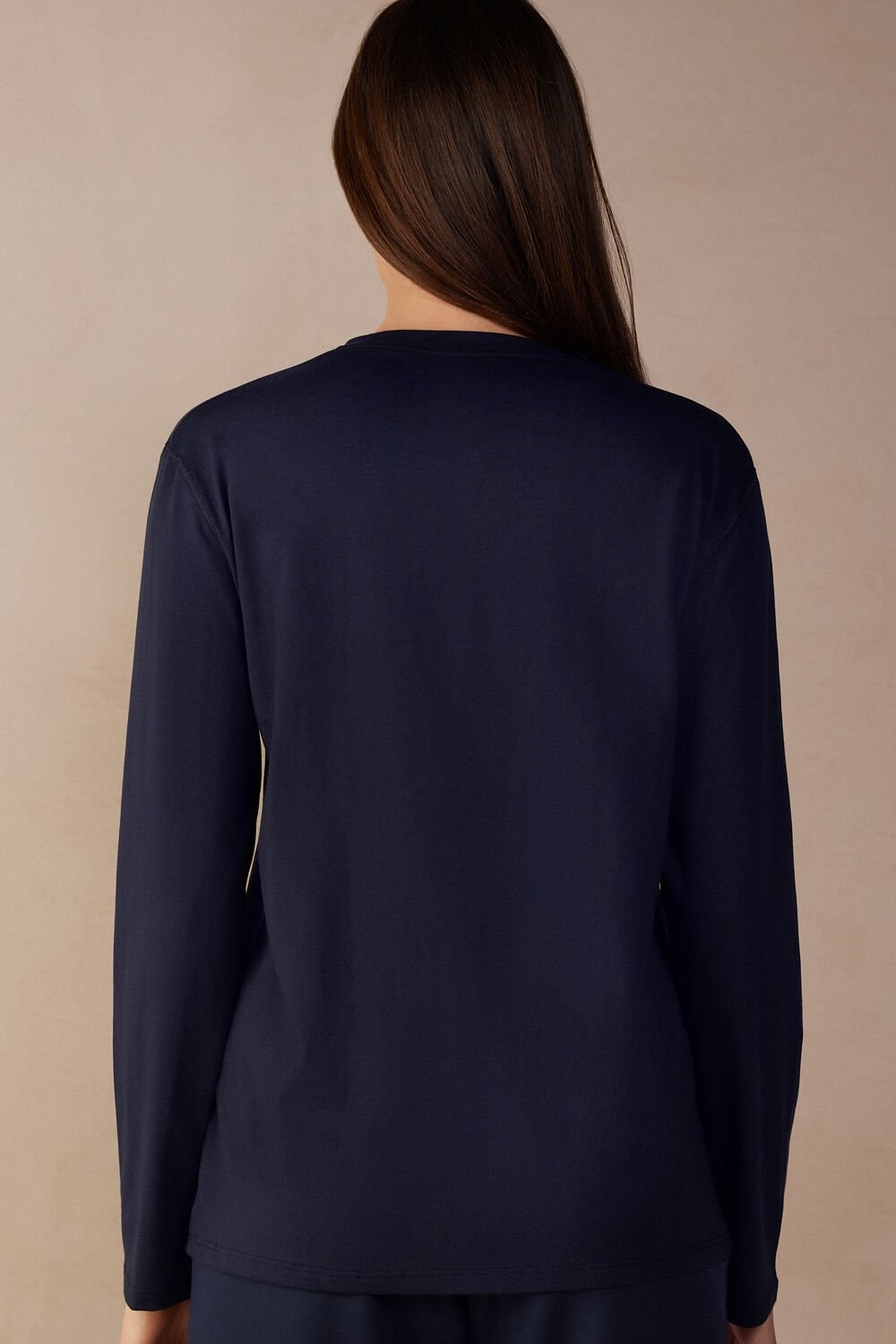 Intimissimi Oversized Long Sleeve Top in Supima® Cotton Blue - 1467 - Intense Blue | 7419DSQBX