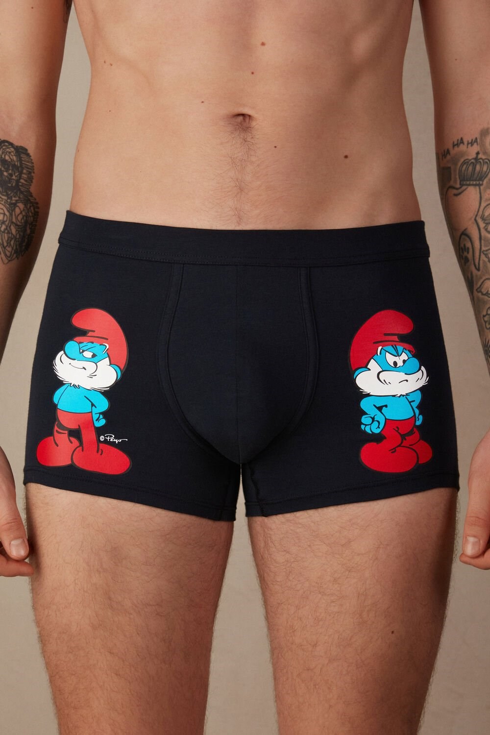 Intimissimi Papa Smurf Boxers in Stretch Supima® Cotton Blue - 800 - Midnight Blue | 1342WPIXM