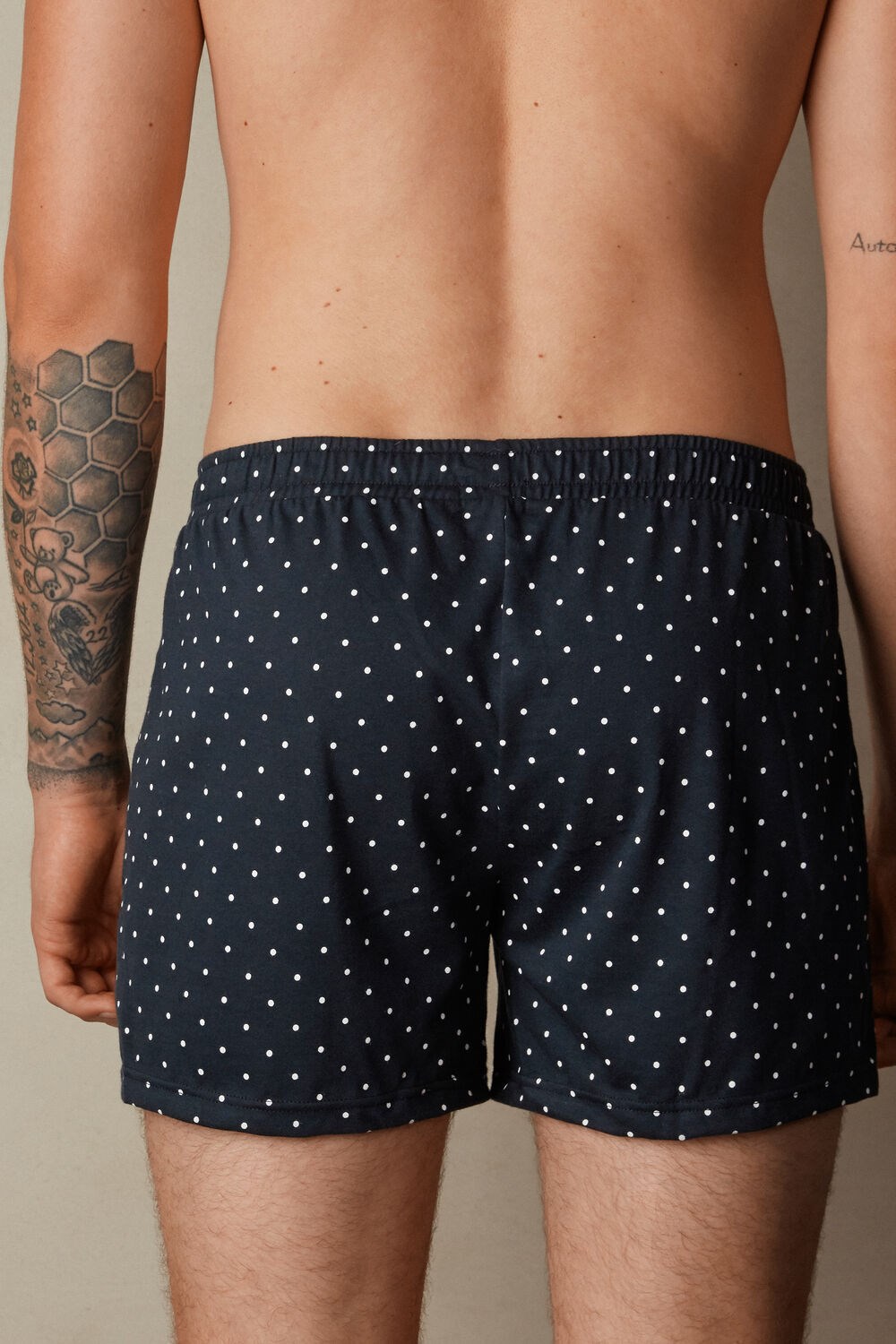 Intimissimi Patterned Cotton Jersey Relaxed Fit Boxers Blue - 049j - Midnight Blue Dot Print | 8356AEWUT