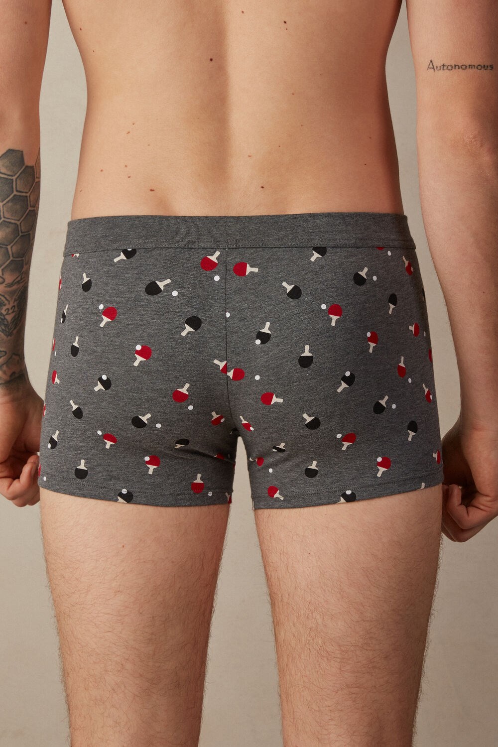 Intimissimi Ping Pong Boxers in Stretch Supima® Cotton Grey - 193j - Graphite Grey Heather Ping Pong Print | 8154VSKTO