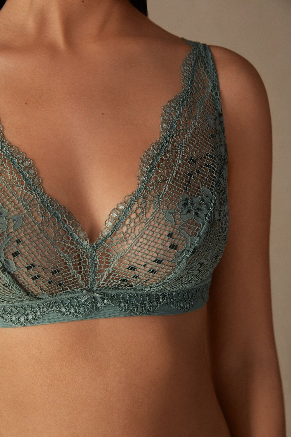 Intimissimi Prairie Bouquet Lara Triangle Bra Green - 991i - Jade Green | 9751TSWDZ