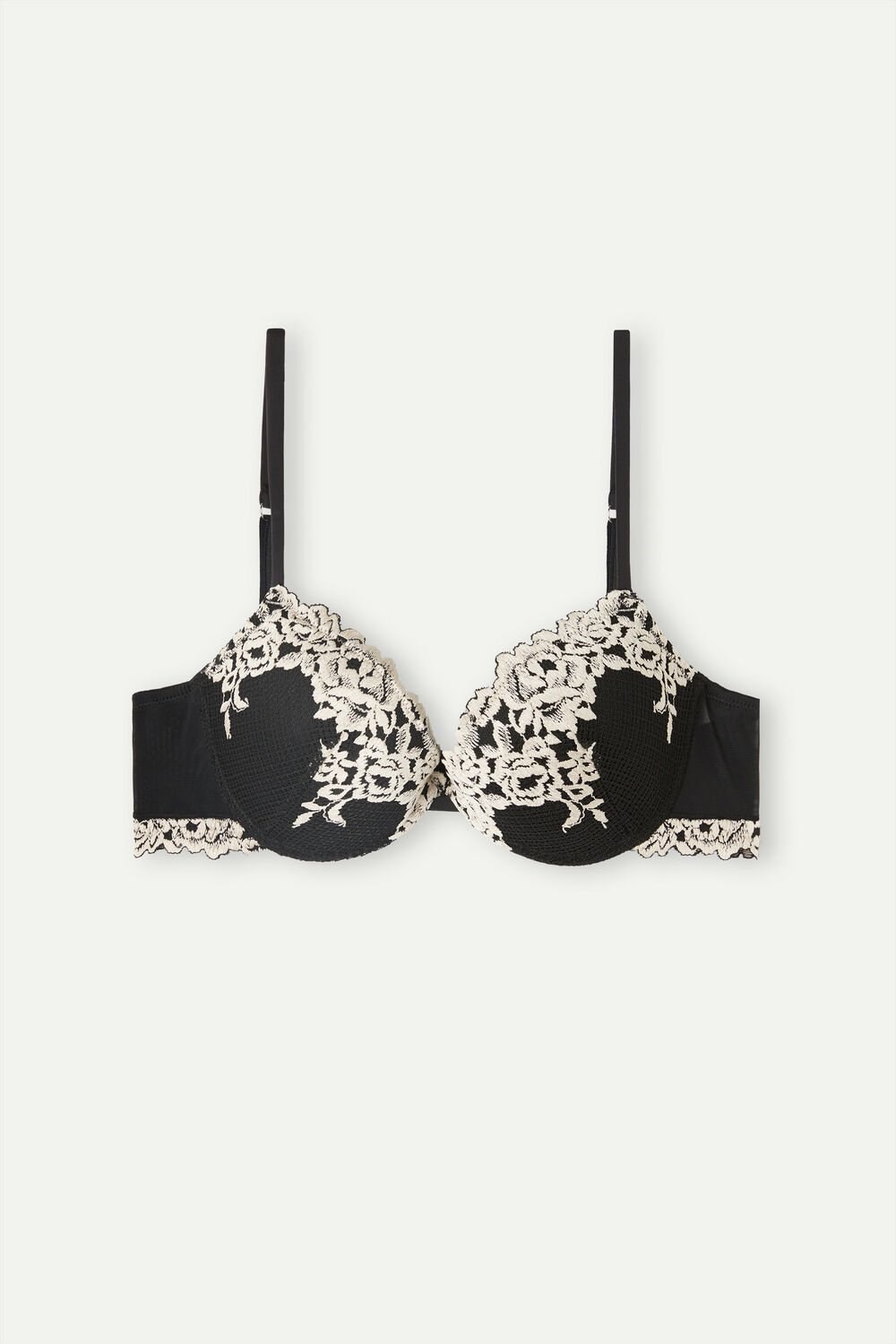 Intimissimi Pretty Flowers Bellissima Push-up Bra Multicolor - 9887 - Black / Ivory | 2584PIRFN