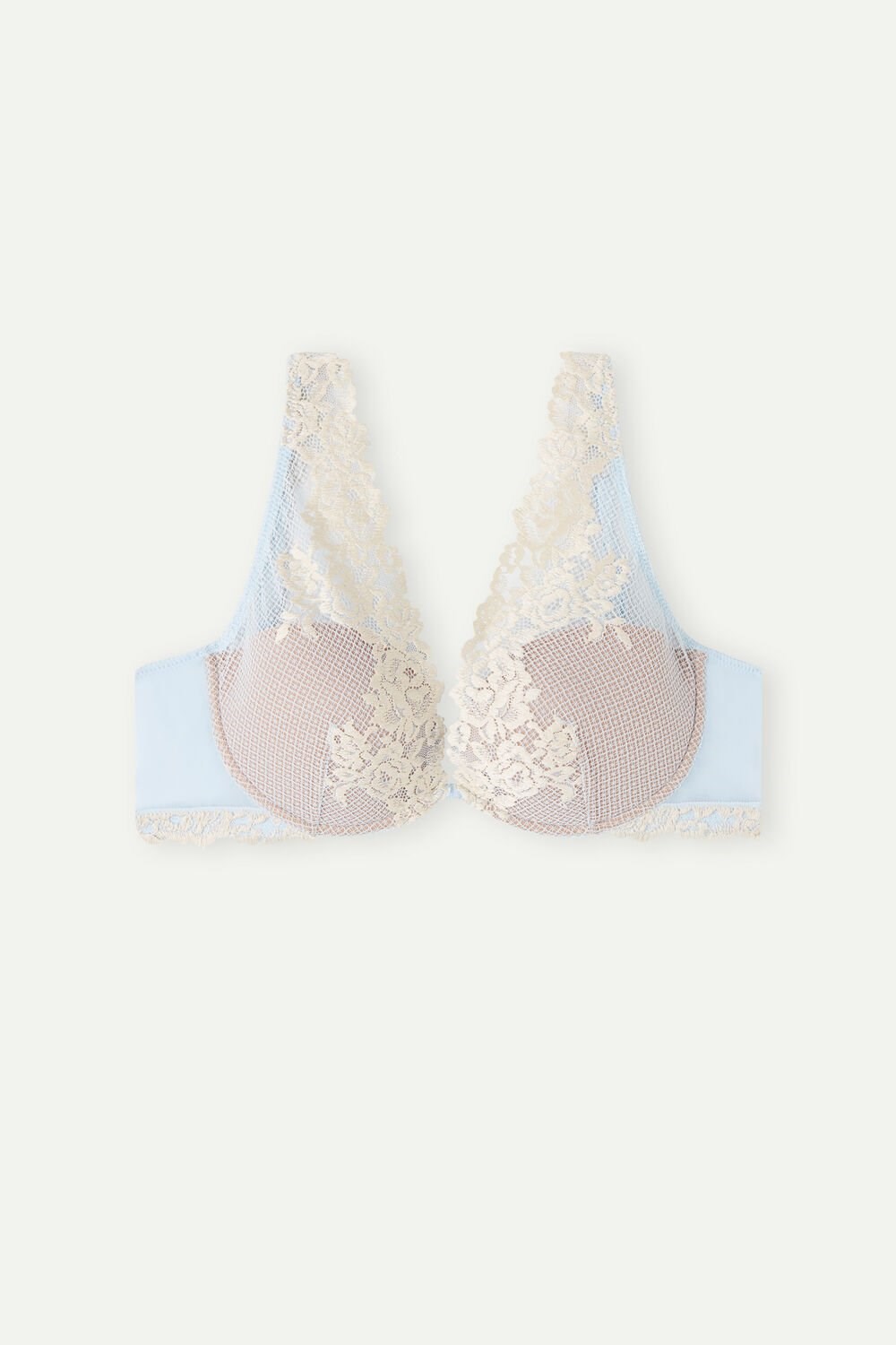 Intimissimi Pretty Flowers Elena Balconette Bra Light Blue - 217j - Airy Blue / Ivory | 1608XDJYA