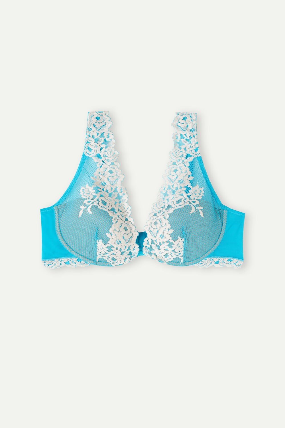 Intimissimi Pretty Flowers Elena Balconette Bra Blue - 233j - Digital Turquoise / Ivory | 6527YUDEO