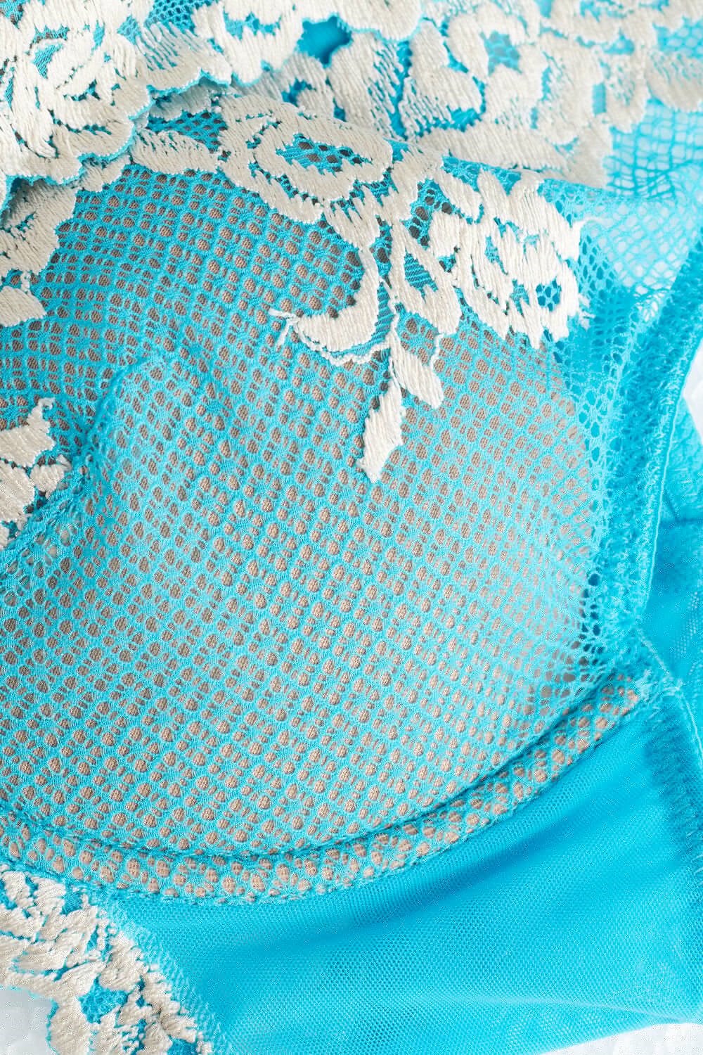 Intimissimi Pretty Flowers Elena Balconette Bra Blue - 233j - Digital Turquoise / Ivory | 6527YUDEO