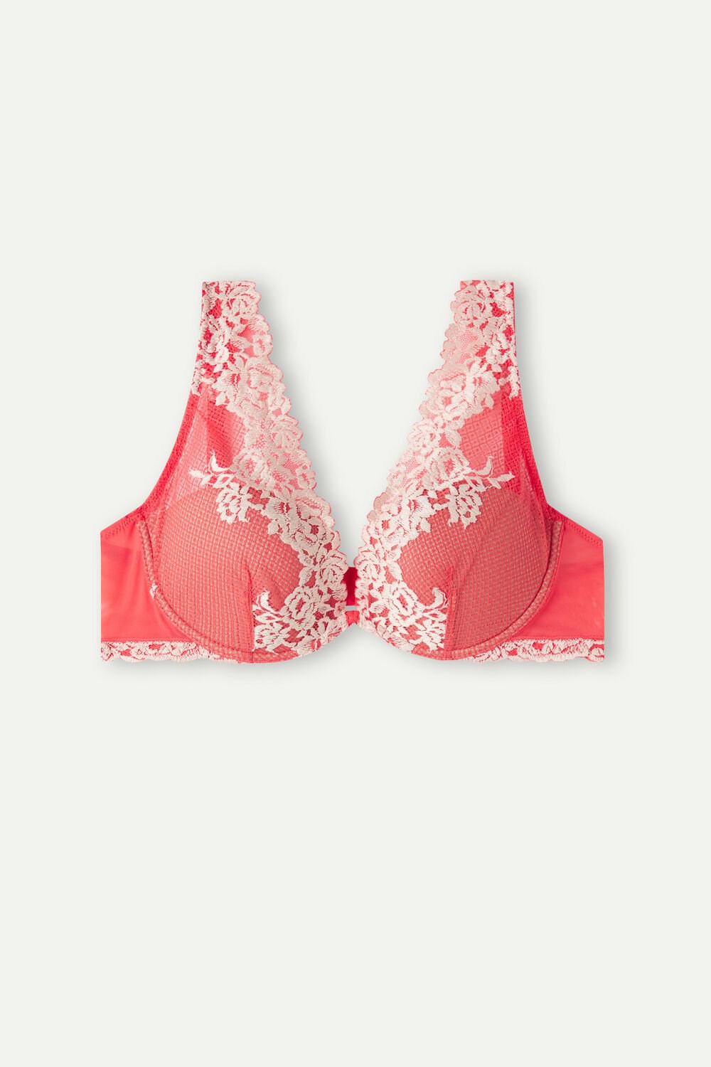 Intimissimi Pretty Flowers Elena Balconette Bra Ivory - 216j - Flame Scarlet / Ivory | 7364LAKJG